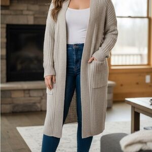 Old Navy Cream Ribbed Cardigan Sweater
